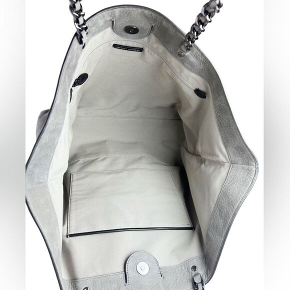 Rebecca Minkoff Chain-Trim Grey Suede Large Tote Bag - Picture 11 of 12